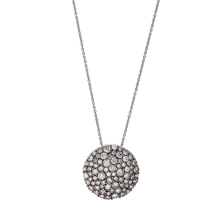 Collier 18 kt WG, mit ZÖ 42 cm,Fassung schwarz