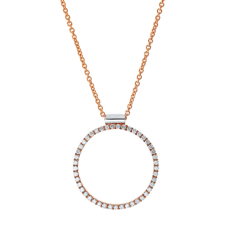 Collier 18 kt RG+WG "Kreis", mit ZÖ 40 cm