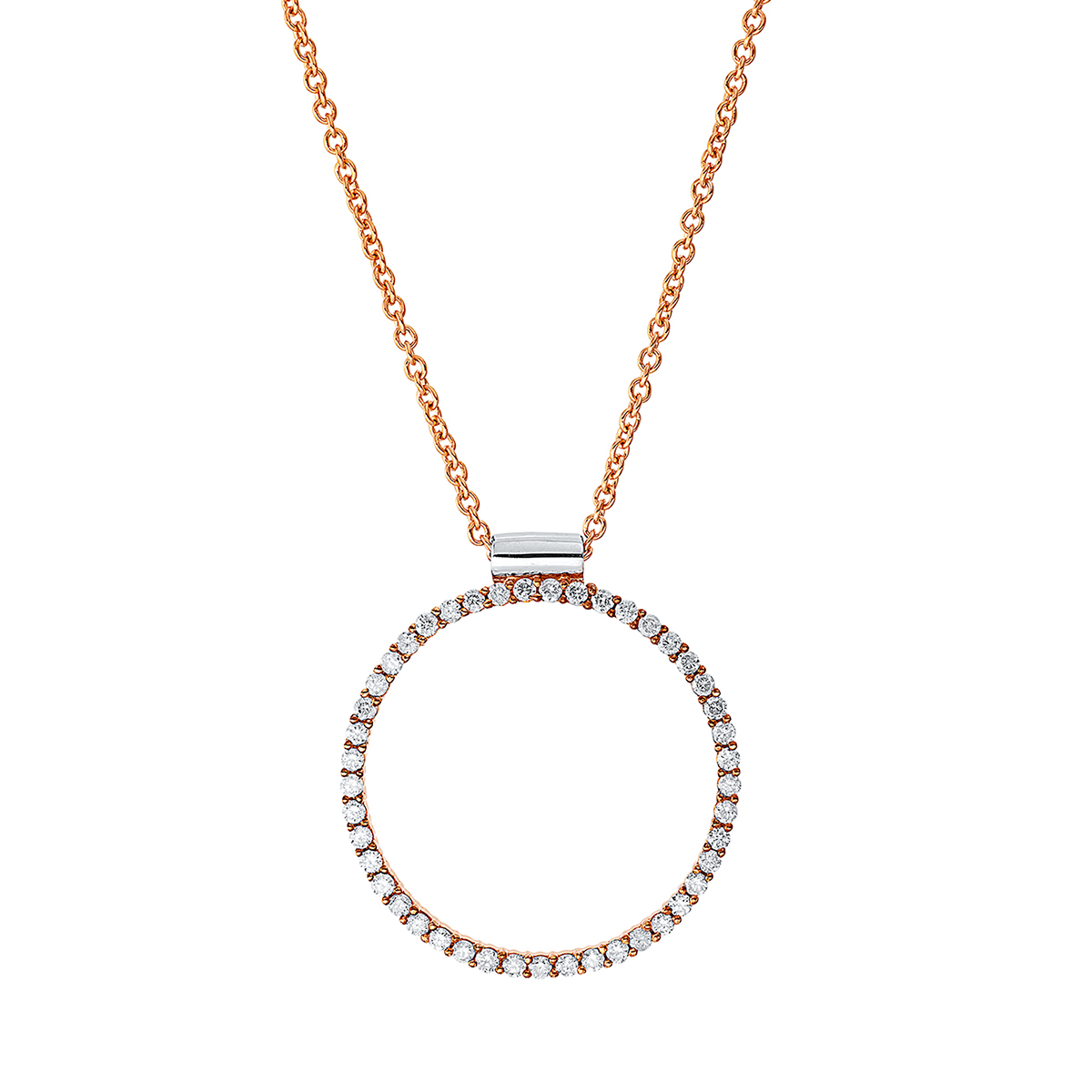 Collier 18 kt RG+WG "Kreis", mit ZÖ 40 cm