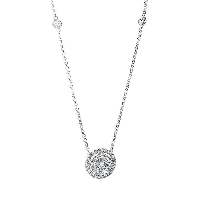 Collier 18 kt WG, mit ZÖ 38 cm + 40 cm