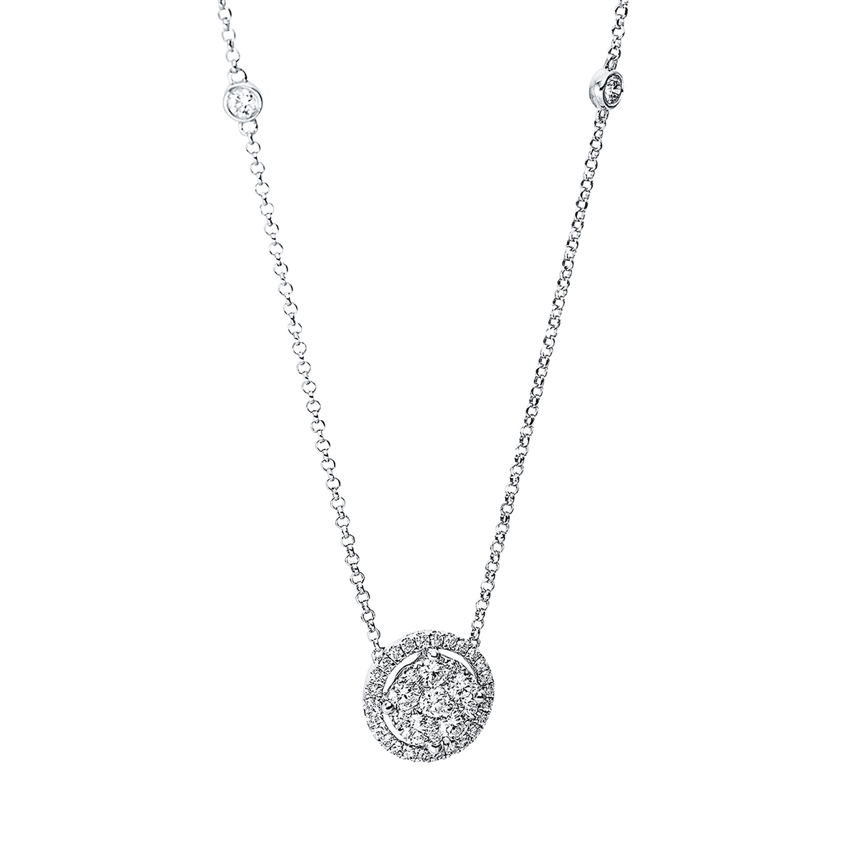 Collier 18 kt WG, mit ZÖ 38 cm + 40 cm