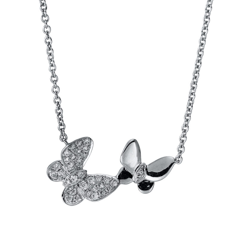 Collier 18 kt WG "Schmetterling", mit ZÖ 40 cm