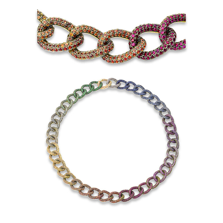 Collier 18 kt GG, Fassung schwarz rhodiniert