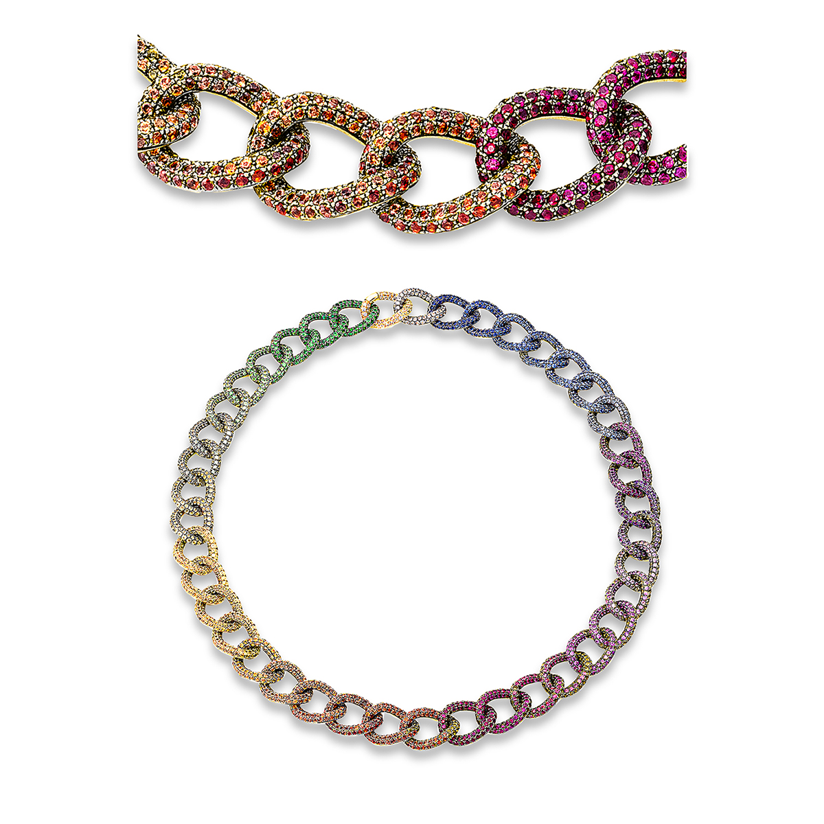 Collier 18 kt GG, Fassung schwarz rhodiniert