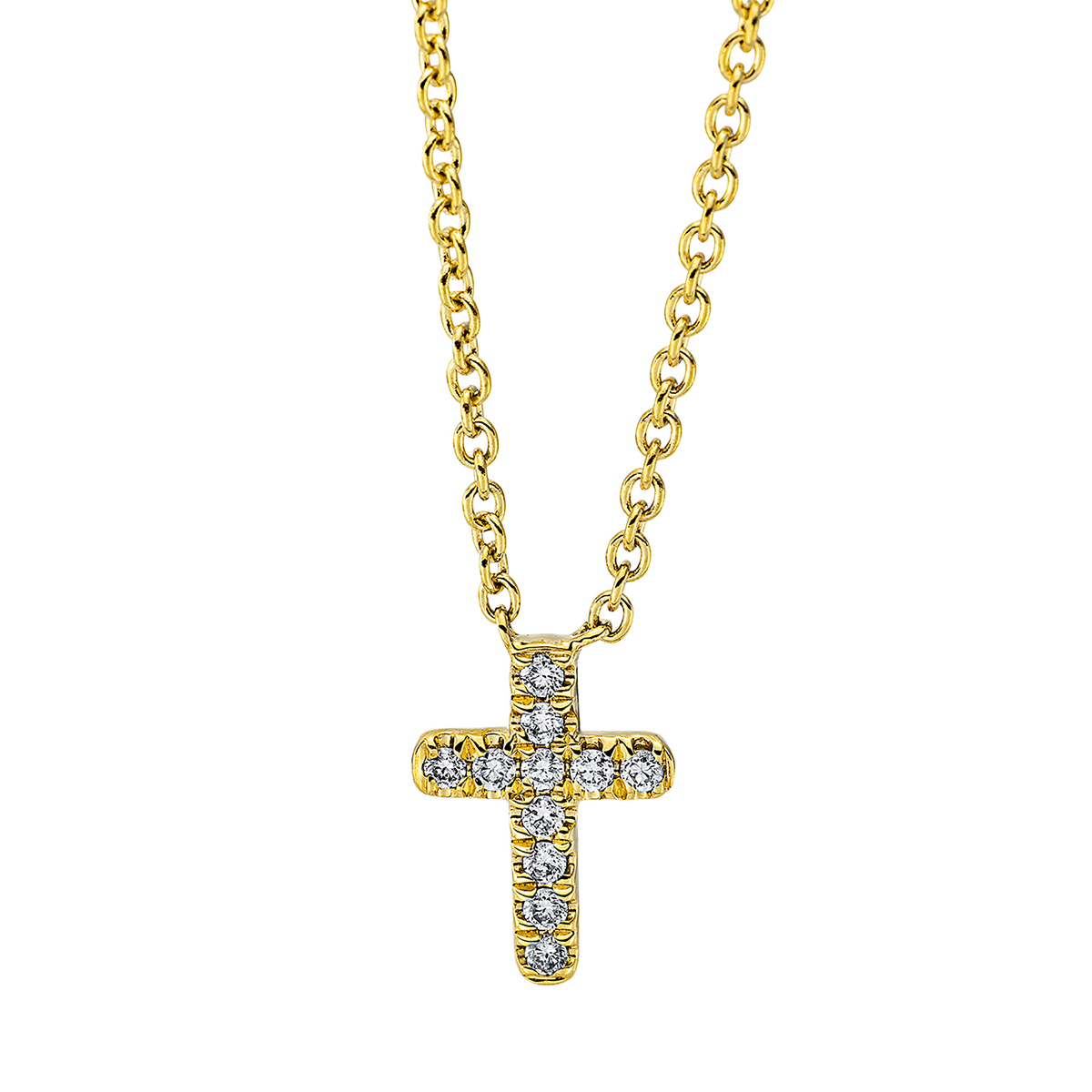 Collier 18 kt GG "Kreuz", mit ZÖ 40 cm + 42.5 cm
