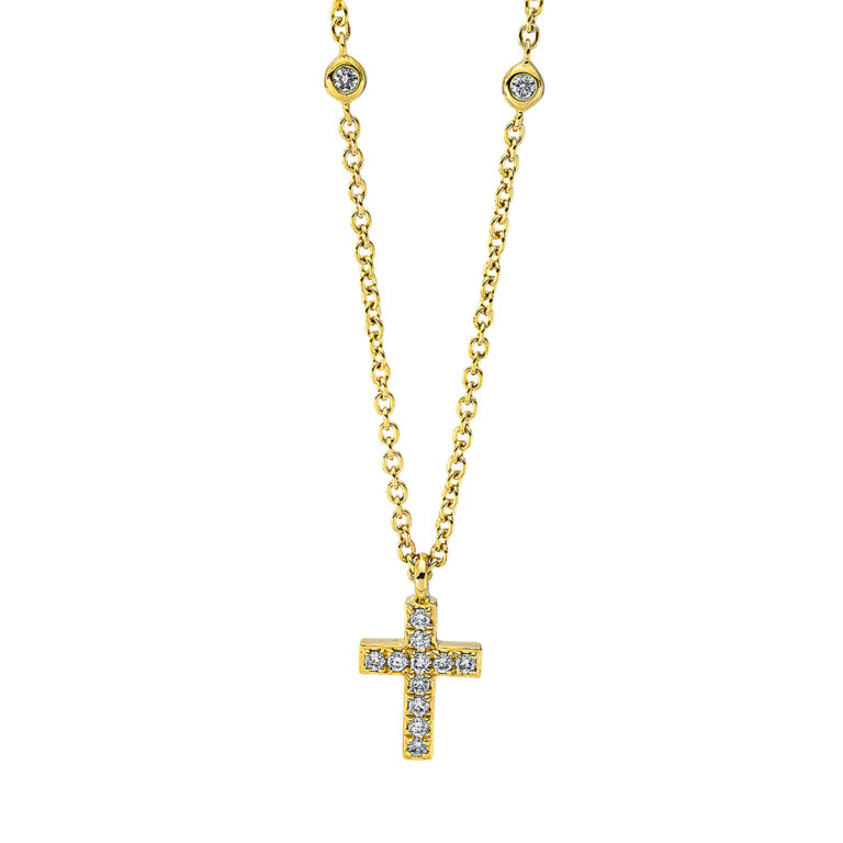 Collier 18 kt GG "Kreuz", mit ZÖ 40 cm + 42.5 cm