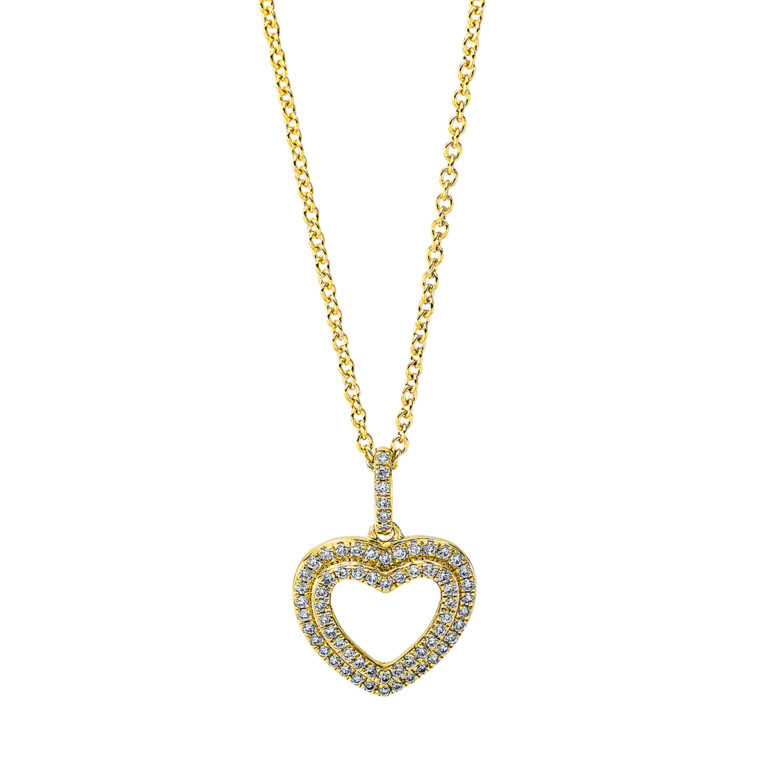 Collier 18 kt GG "Herz", mit ZÖ 40 cm + 42.5 cm