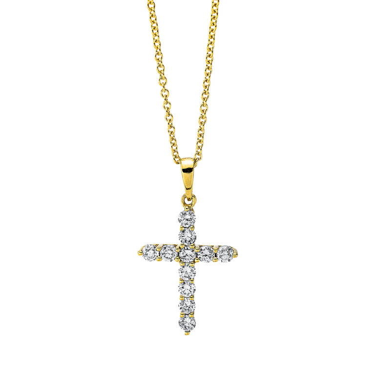 Collier 18 kt GG "Kreuz", mit ZÖ 40 cm + 42.5 cm