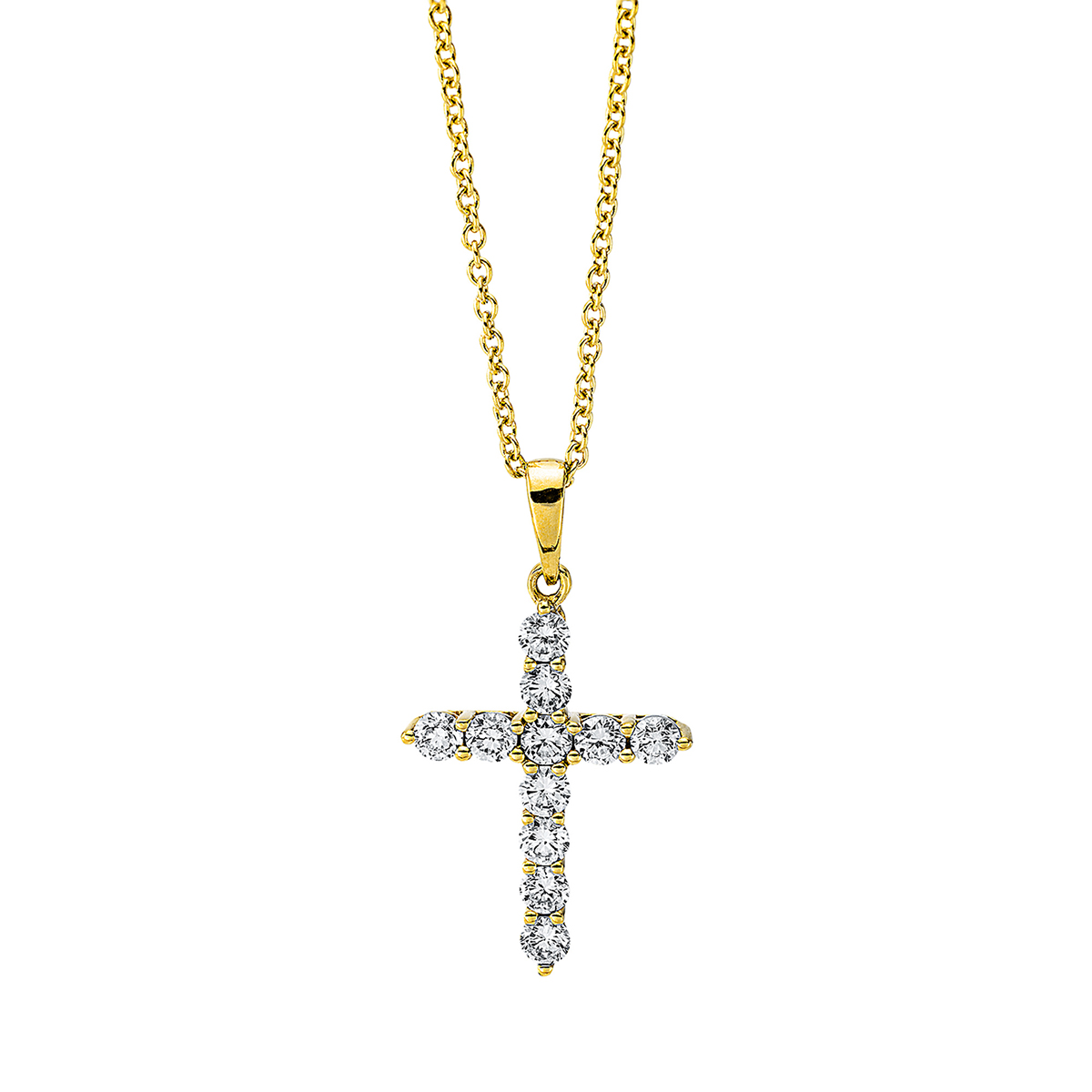 Collier 18 kt GG "Kreuz", mit ZÖ 40 cm + 42.5 cm
