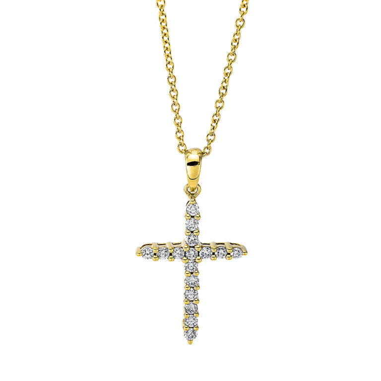 Collier 18 kt GG "Kreuz", mit ZÖ 40 cm + 42.5 cm