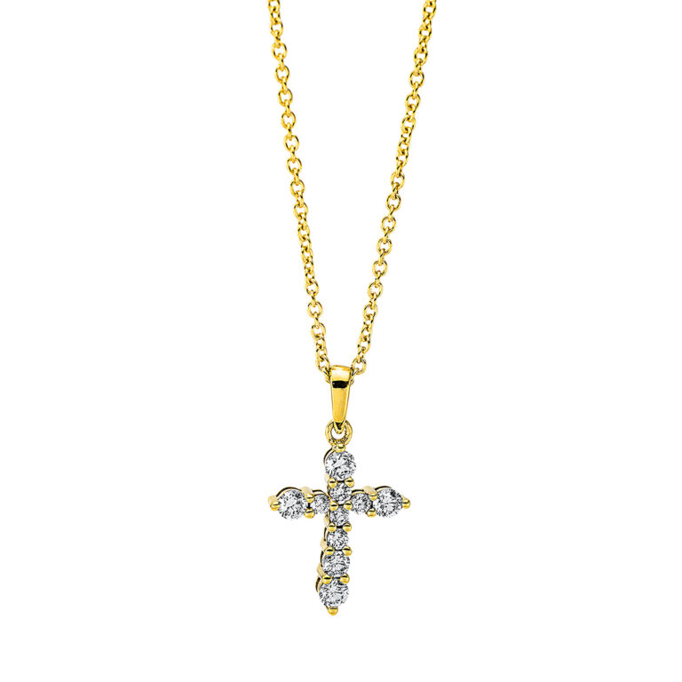 Collier 18 kt GG "Kreuz", mit ZÖ 40 cm + 42.5 cm
