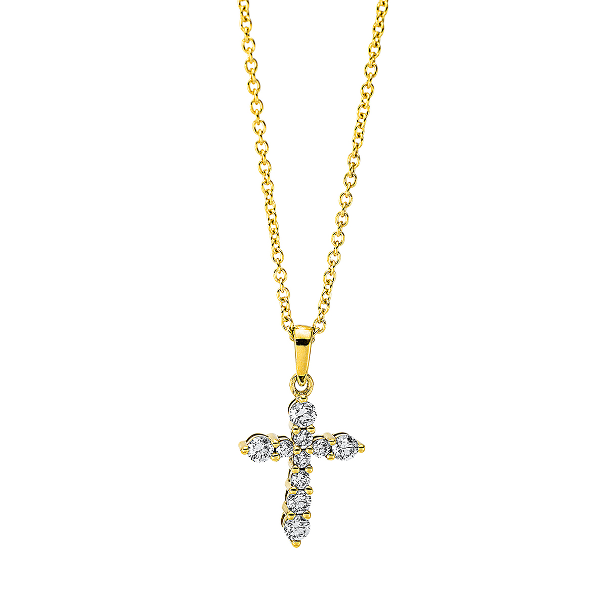 Collier 18 kt GG "Kreuz", mit ZÖ 40 cm + 42.5 cm