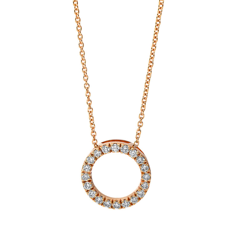 Collier 18 kt RG "Kreis", mit ZÖ 40 cm + 42.5 cm