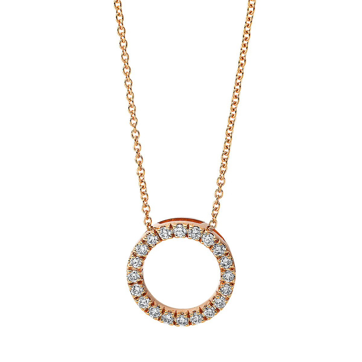 Collier 18 kt RG "Kreis", mit ZÖ 40 cm + 42.5 cm