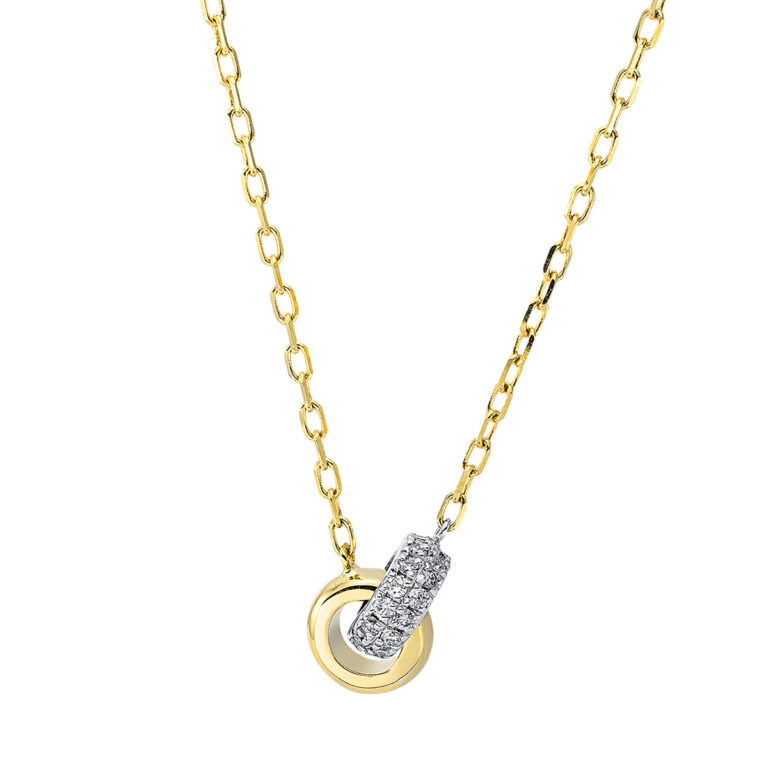 Collier 18 kt GG+WG, mit ZÖ 40 cm + 42.5 cm