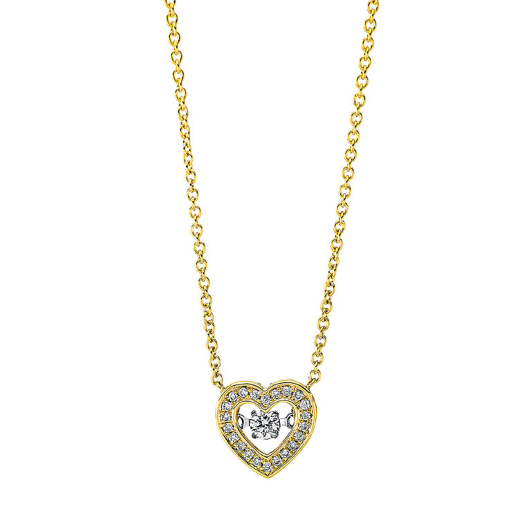 Collier 18 kt GG+WG "Herz", mit ZÖ 40 cm + 42.5 cm