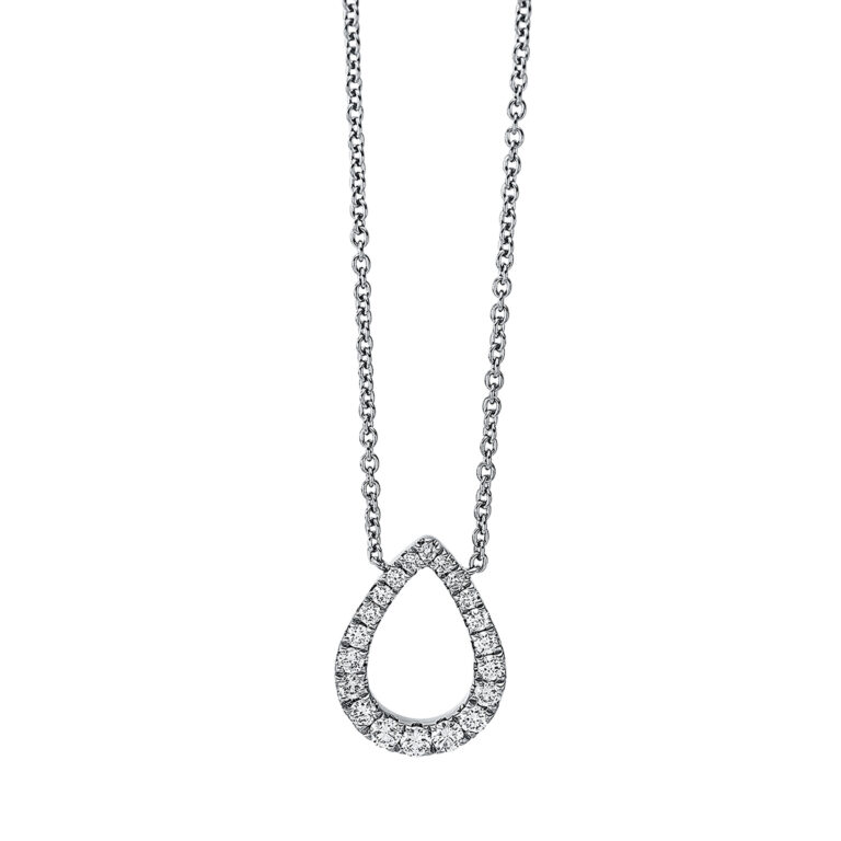 Collier 18 kt WG "Tropfen", mit ZÖ 40 cm + 42.5 cm