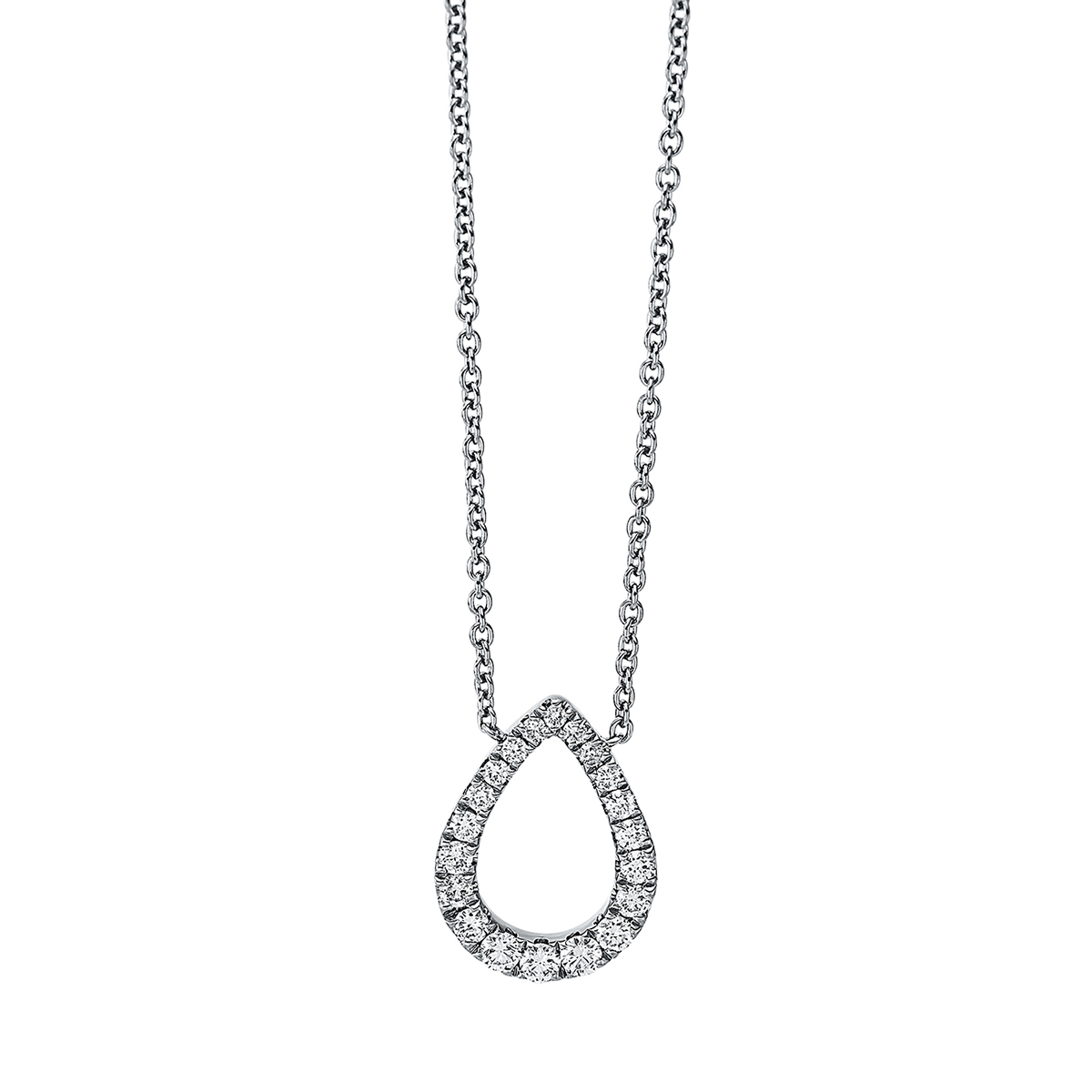 Collier 18 kt WG "Tropfen", mit ZÖ 40 cm + 42.5 cm