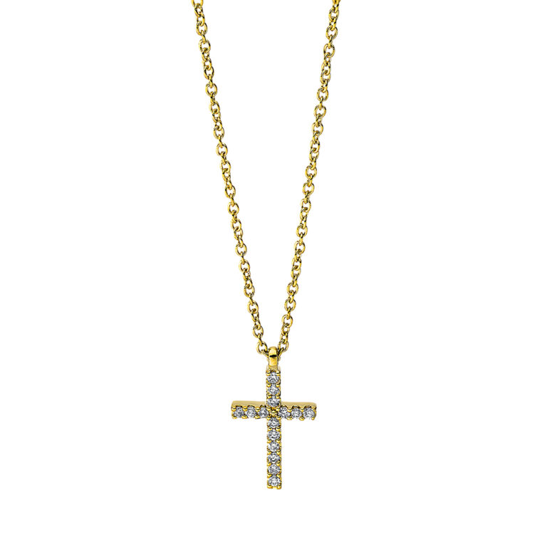 Collier 18 kt GG "Kreuz", mit ZÖ 42 cm