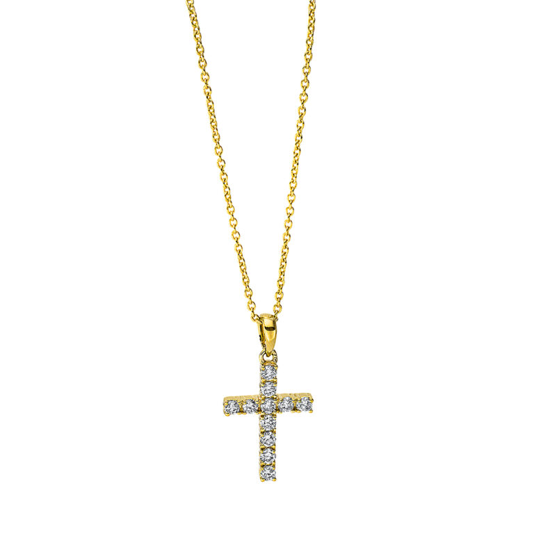 Collier 18 kt GG "Kreuz", mit ZÖ 42 cm