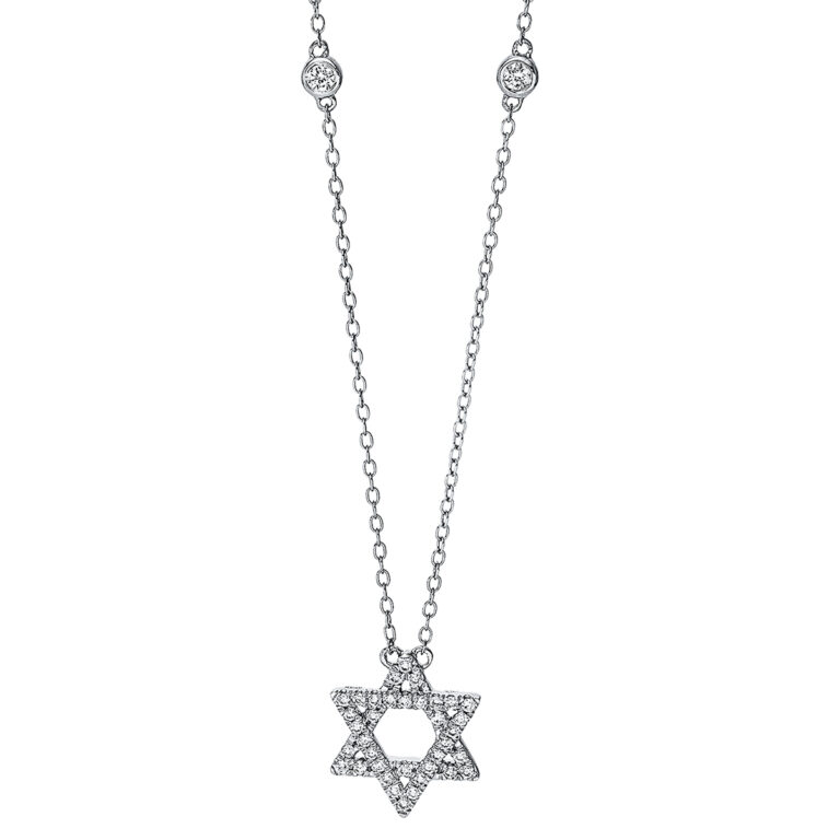 Collier 18 kt WG "Stern", mit ZÖ 38 cm + 40 cm