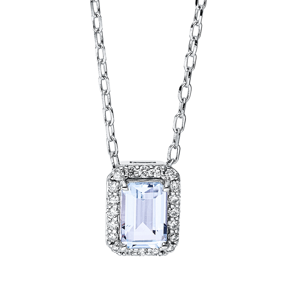 Collier 18 kt WG, mit ZÖ 40cm + 43 cm