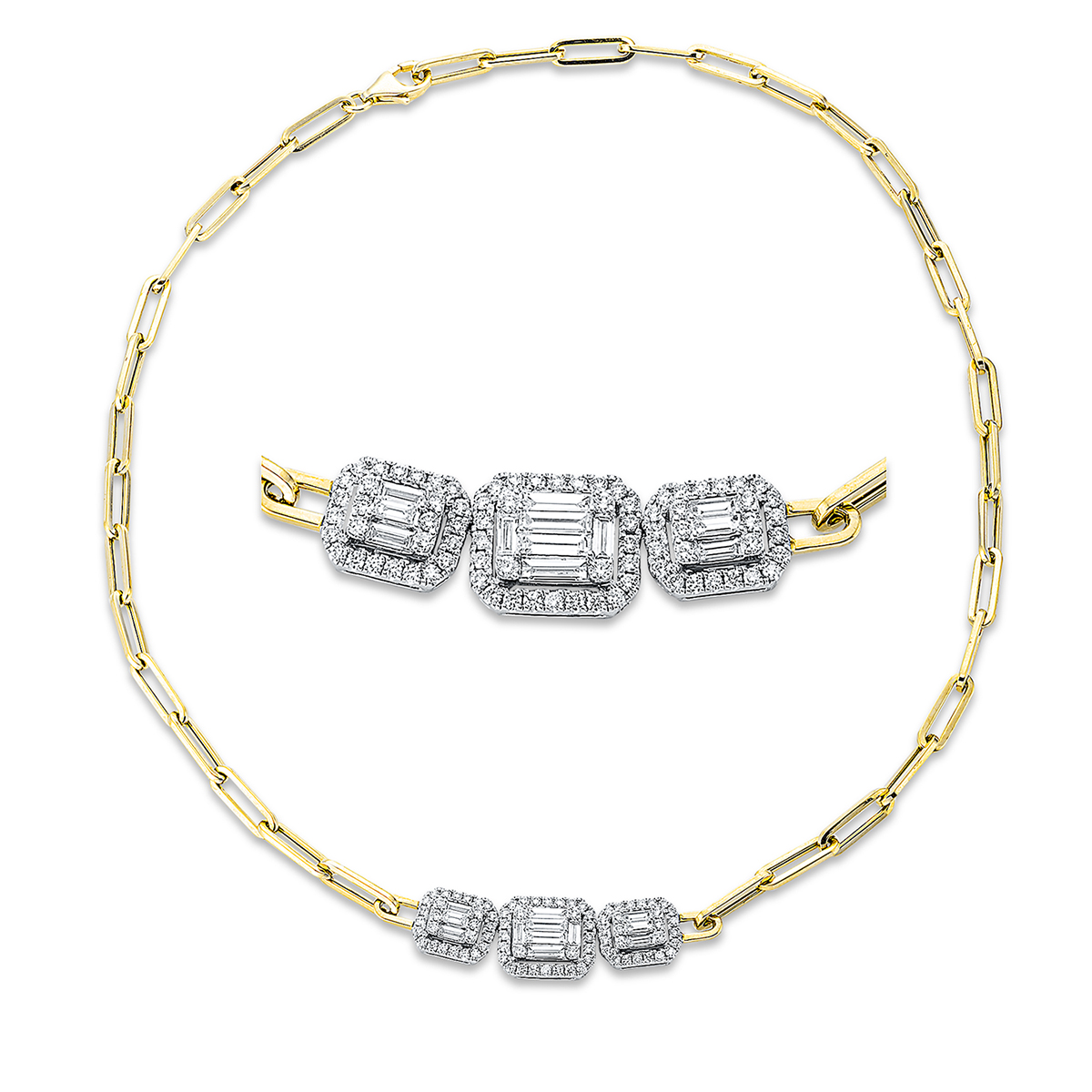Collier 18 kt WG+GG, mit ZÖ 35.6 cm