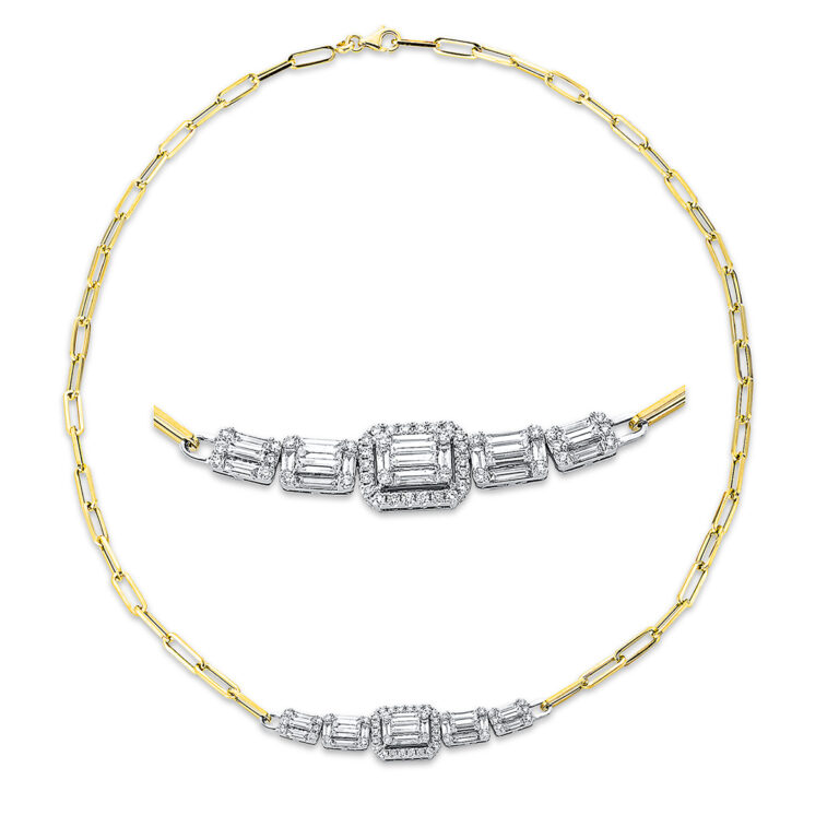Collier 18 kt WG+GG, mit ZÖ 35.6 cm