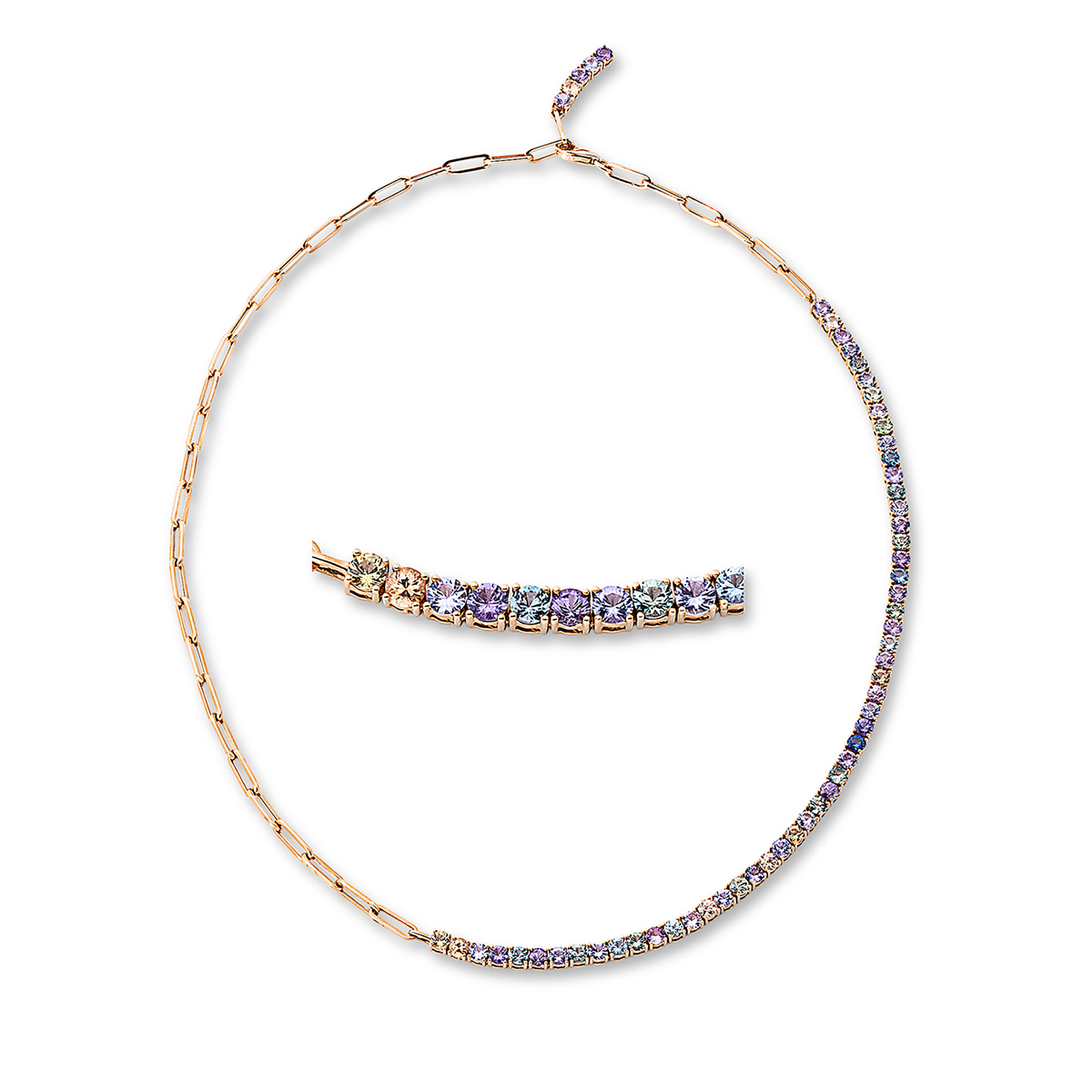 Collier 18 kt RG, mit ZÖ 40.6 cm
