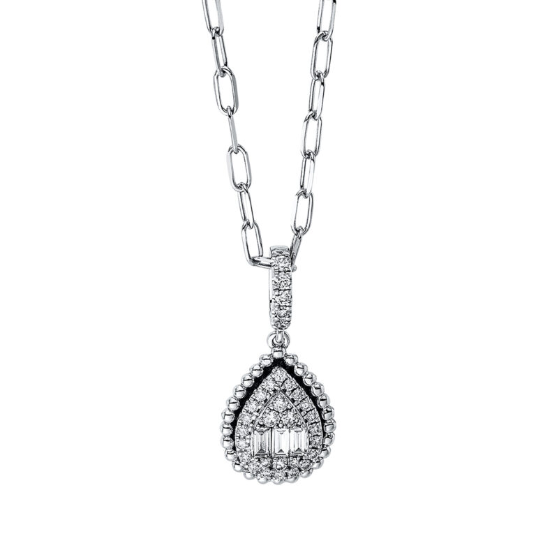 Collier 18 kt WG "Tropfen", mit ZÖ 40 cm