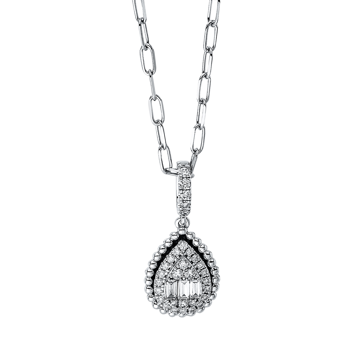 Collier 18 kt WG "Tropfen", mit ZÖ 40 cm