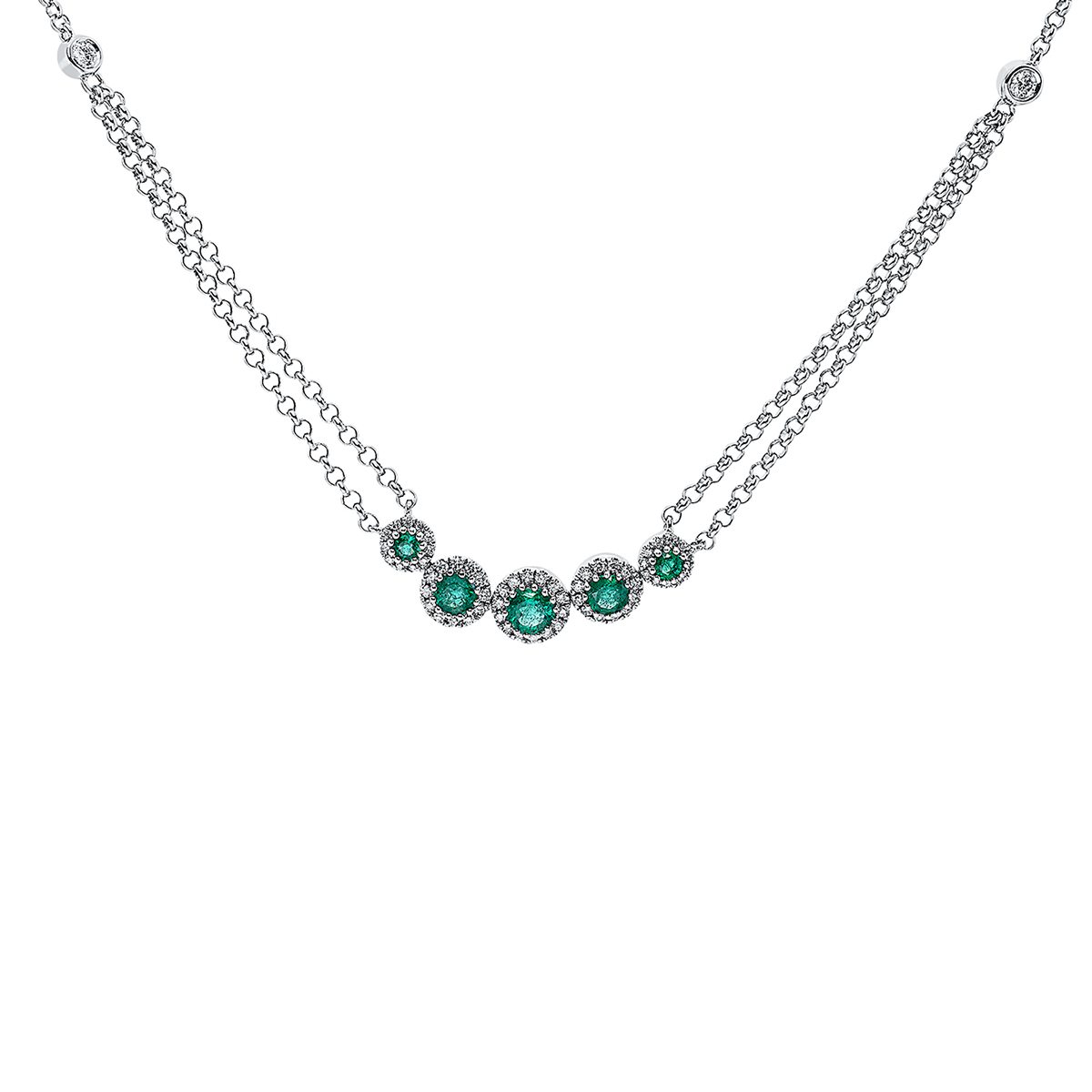 Collier 18 kt WG, mit ZÖ 41 cm + 43 cm