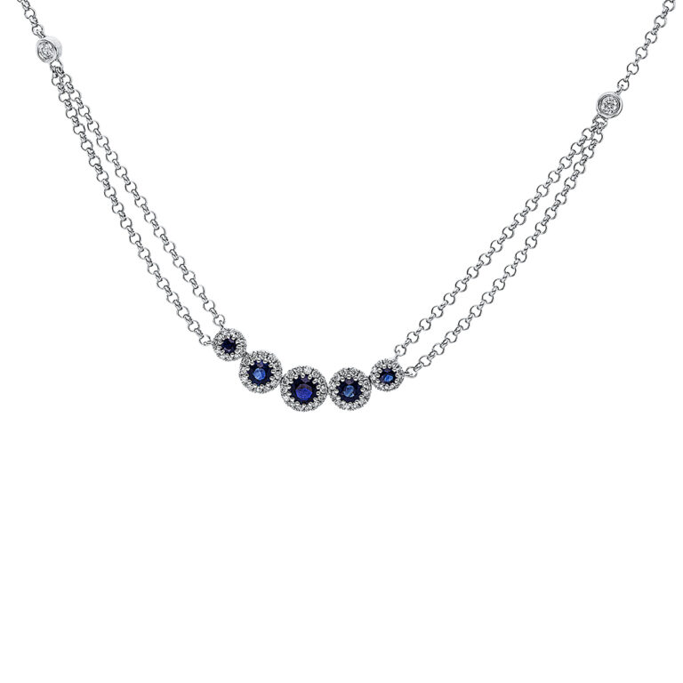 Collier 18 kt WG, mit ZÖ 41 cm + 43 cm