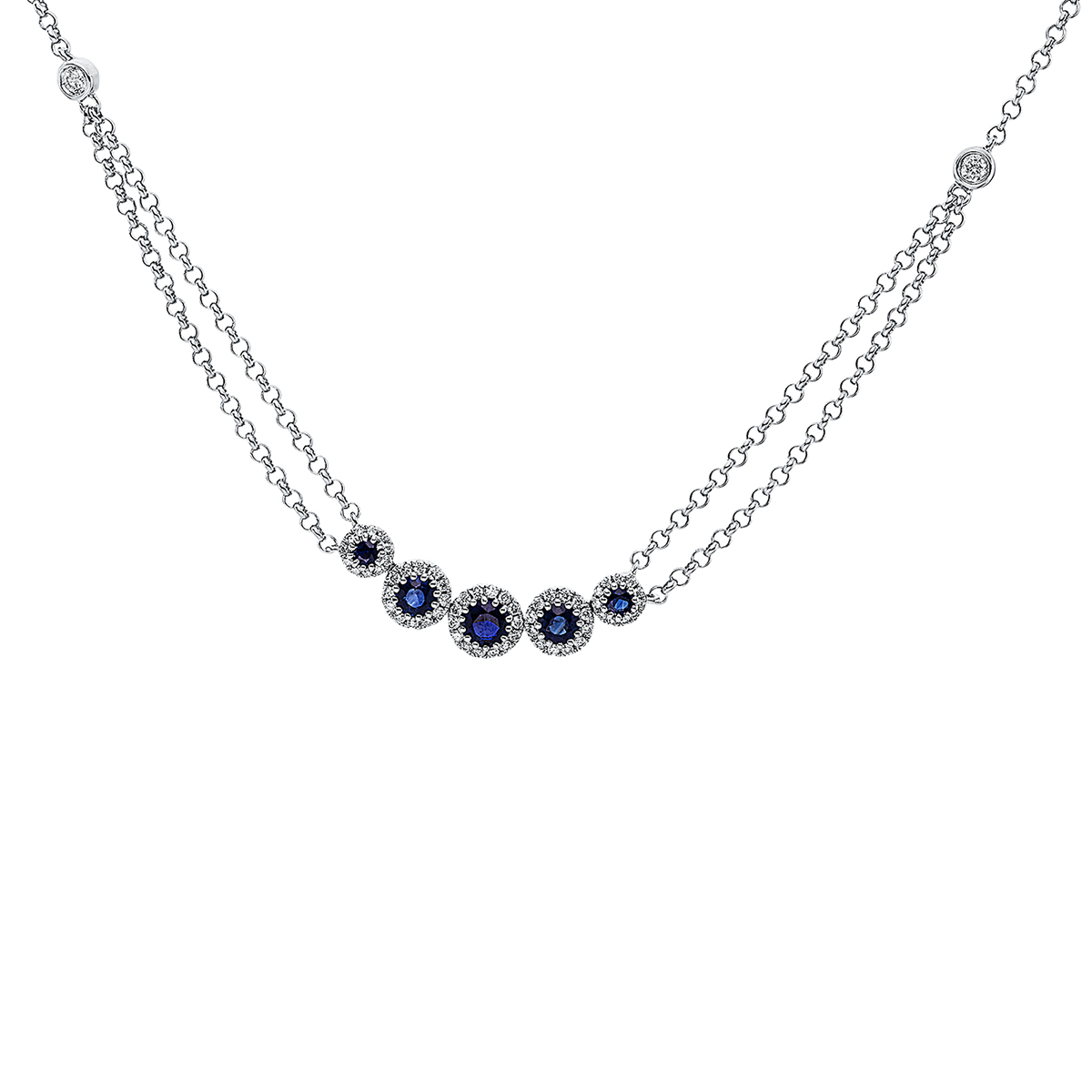 Collier 18 kt WG, mit ZÖ 41 cm + 43 cm