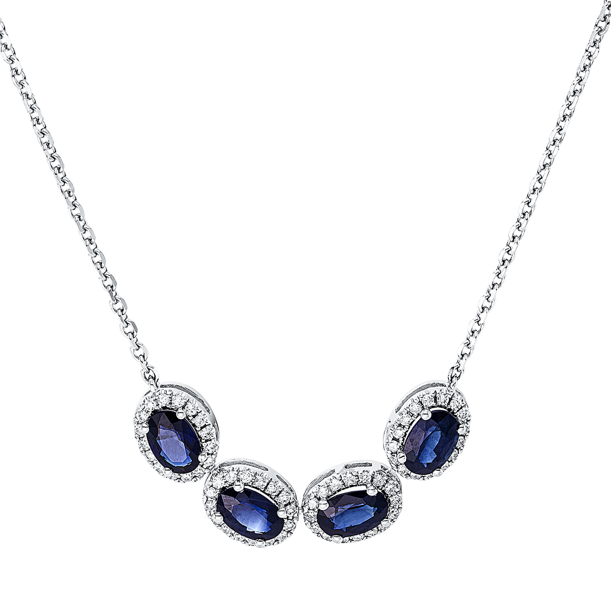 Collier 18 kt WG, mit ZÖ 40 cm + 42 cm