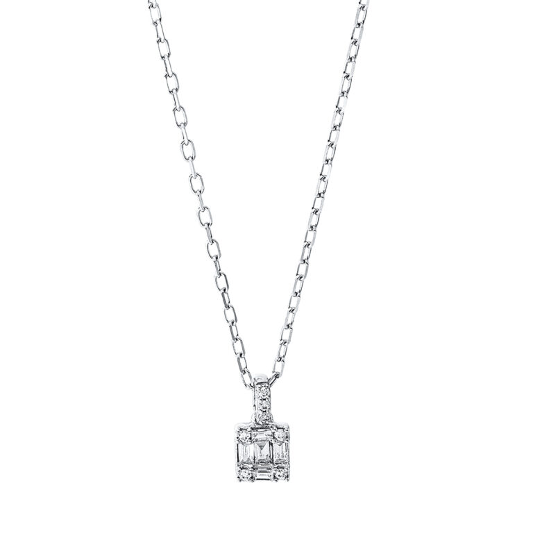 Collier 18 kt WG, mit ZÖ 40 cm + 43 cm