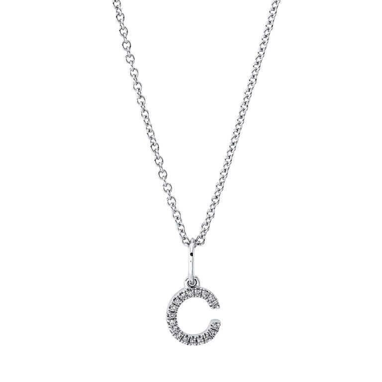 Collier 18 kt WG "C", mit ZÖ 42 cm
