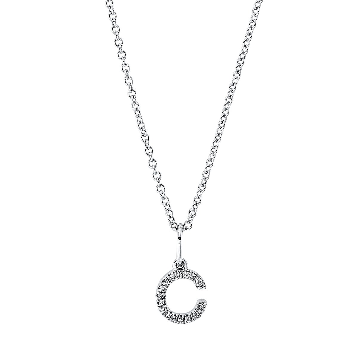 Collier 18 kt WG "C", mit ZÖ 42 cm