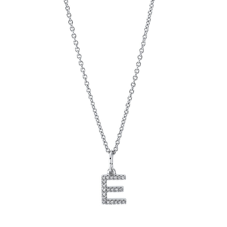 Collier 18 kt WG "E", mit ZÖ 42 cm