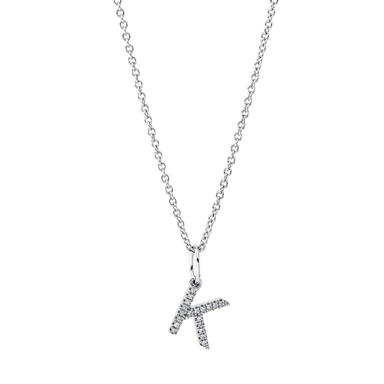Collier 18 kt WG "K", mit ZÖ 42 cm
