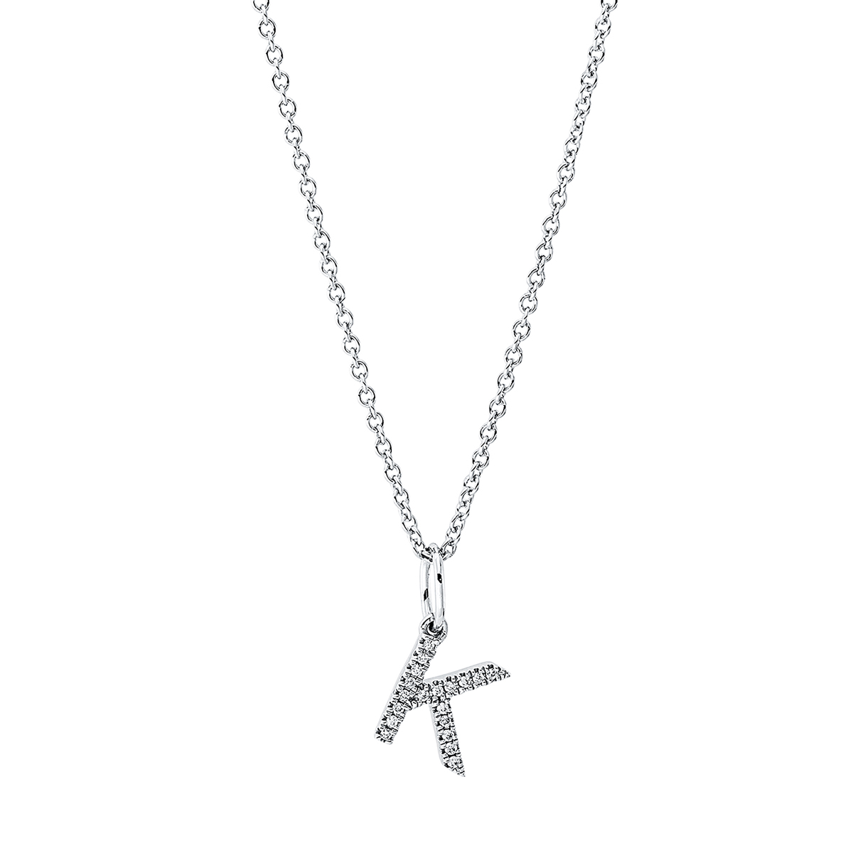 Collier 18 kt WG "K", mit ZÖ 42 cm
