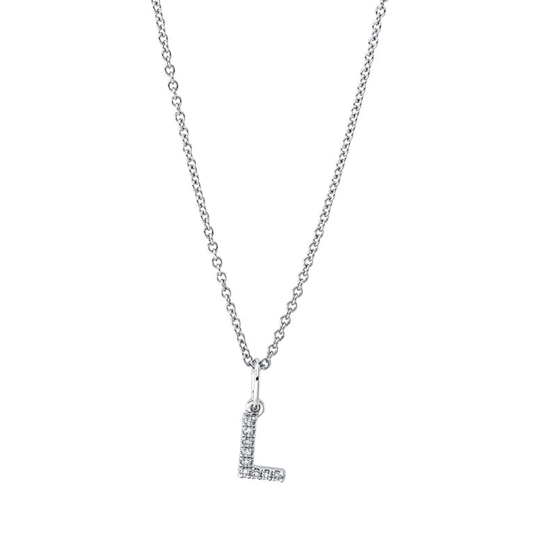 Collier 18 kt WG "L", mit ZÖ 42 cm