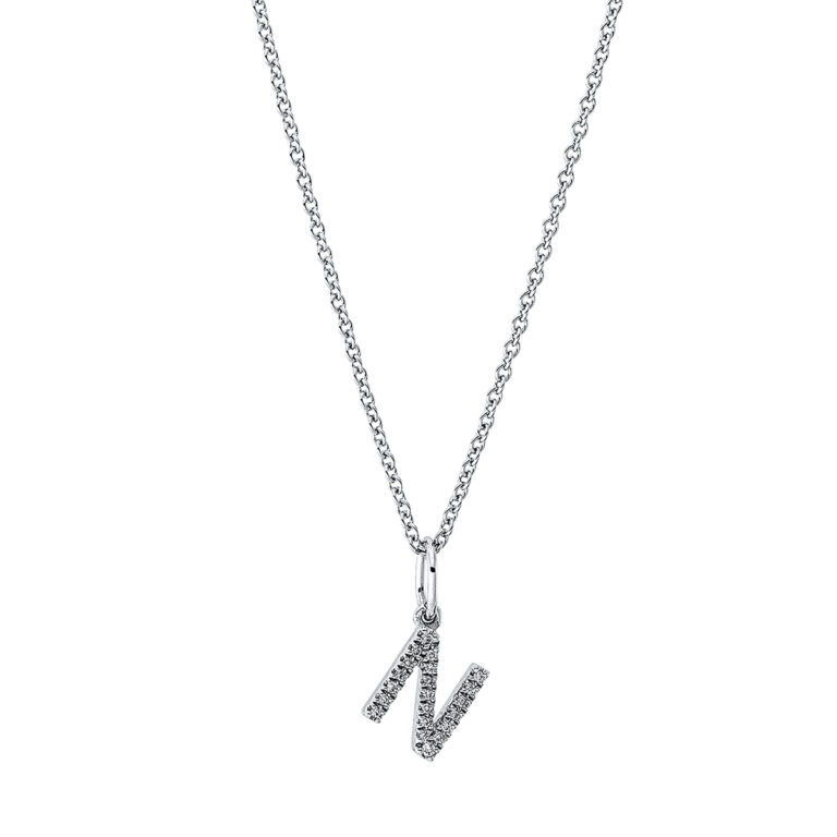Collier 18 kt WG "N", mit ZÖ 42 cm