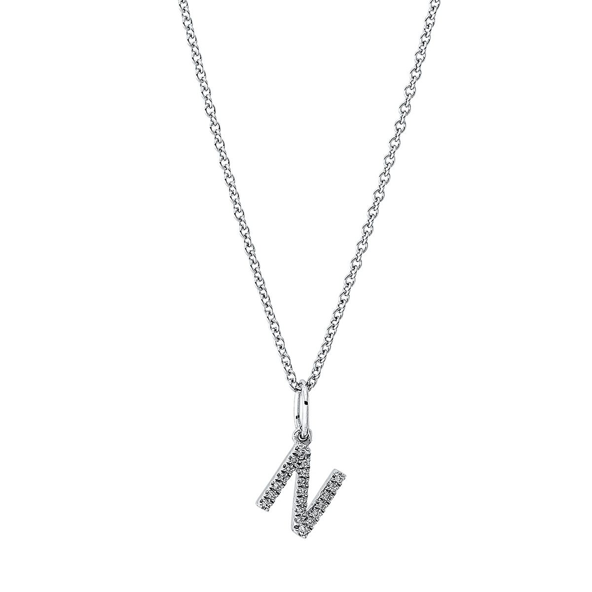 Collier 18 kt WG "N", mit ZÖ 42 cm