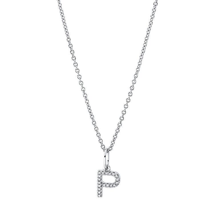 Collier 18 kt WG "P", mit ZÖ 42 cm