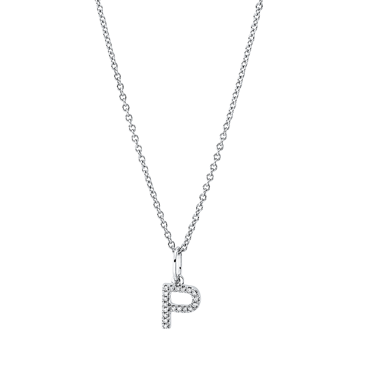 Collier 18 kt WG "P", mit ZÖ 42 cm