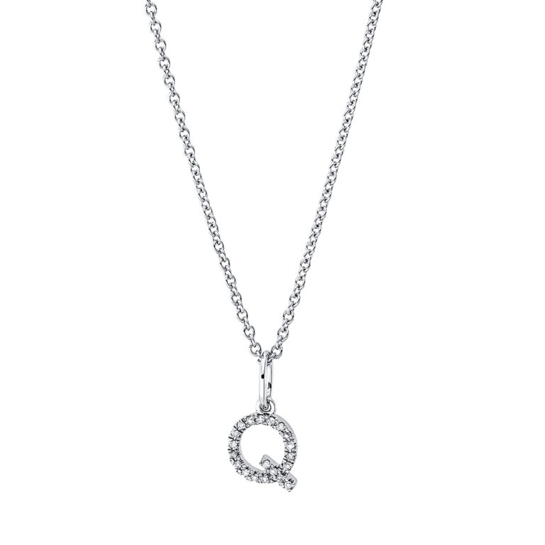 Collier 18 kt WG "Q", mit ZÖ 42 cm