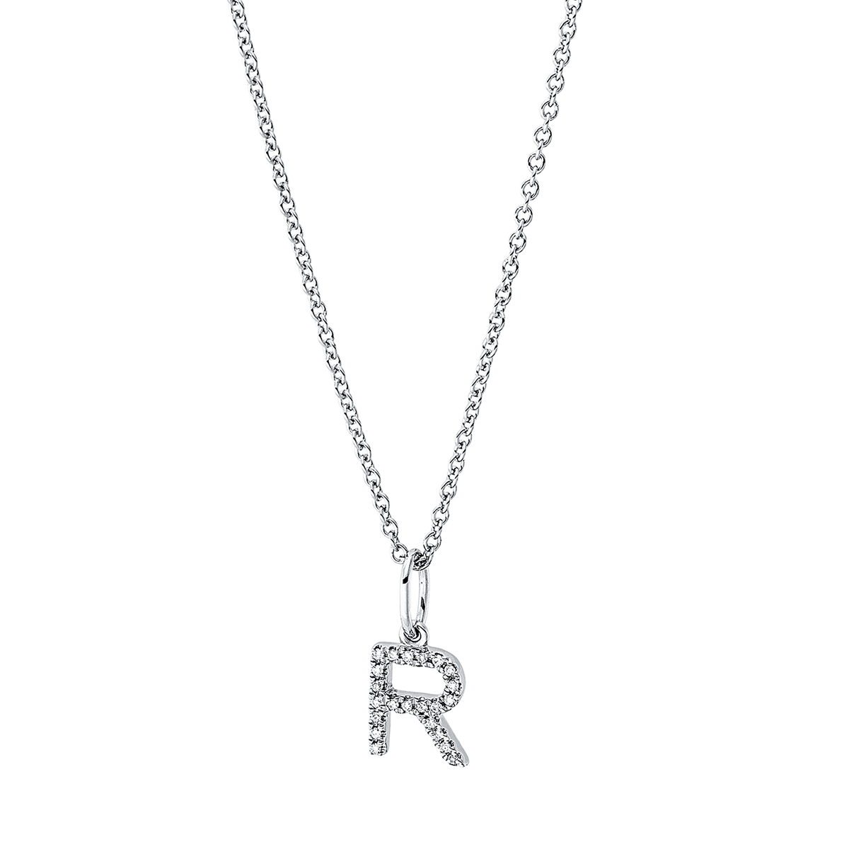 Collier 18 kt WG "R", mit ZÖ 42 cm