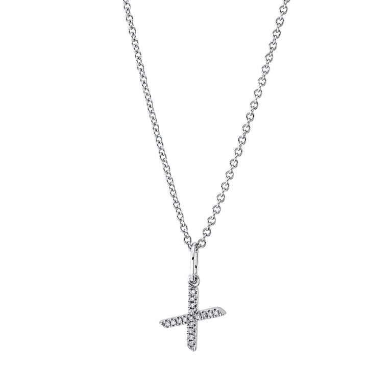 Collier 18 kt WG "X", mit ZÖ 42 cm