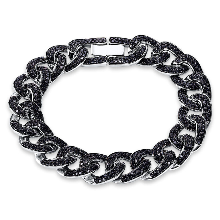 Armband 18 kt WG, Fassung teils schwarz rhodinie